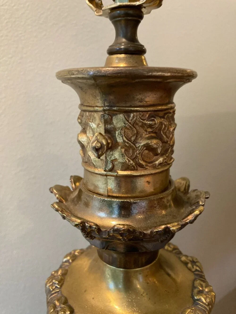 Brass lamp floral vintage 16.5